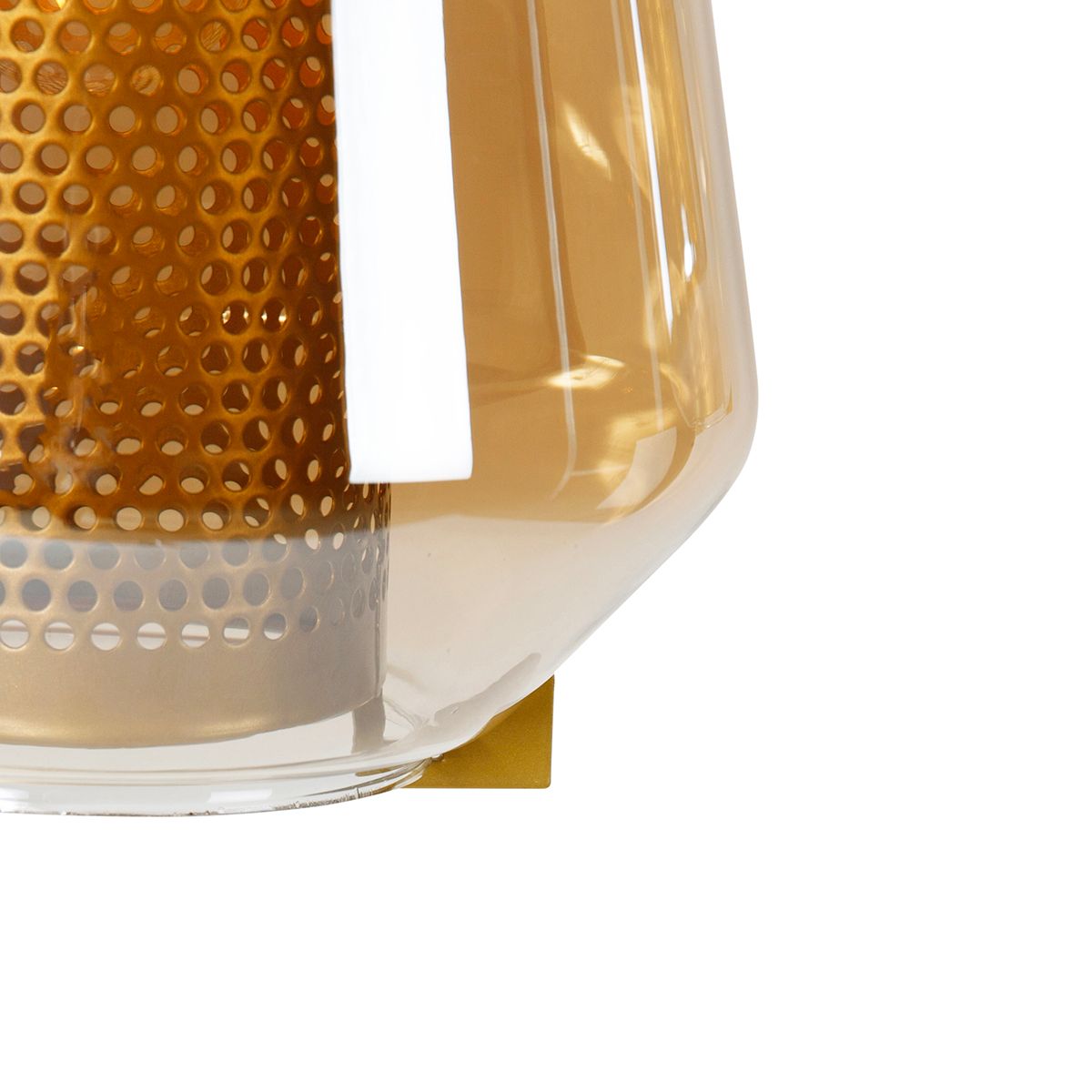 Hanglamp goud met amber glas 23 cm langwerpig 3-lichts - Kevin