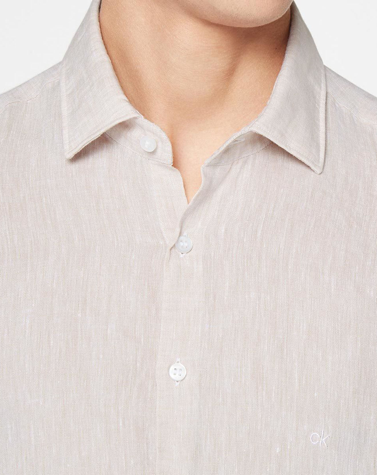 Calvin Klein Chemise slim 100% Lin beige