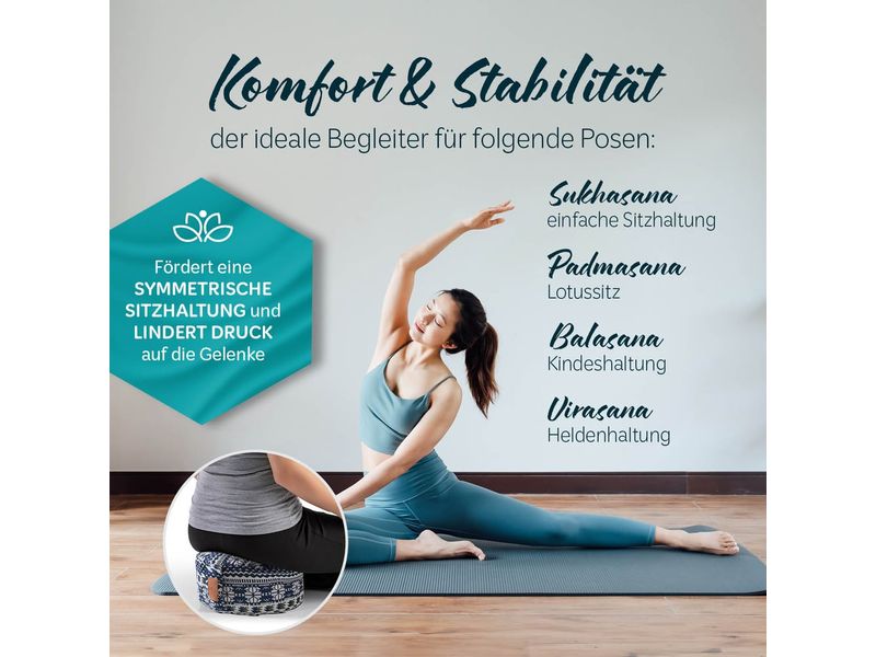 DoYourYoga Yoga-Kissen Vishnu Buchweizenschalen, Mehrfarbig Yogarolle