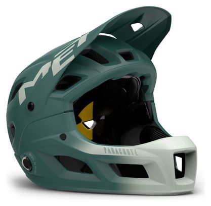 Casque avec Mentonnière Amovible Met Parachute MCR Mips Gris/Vert