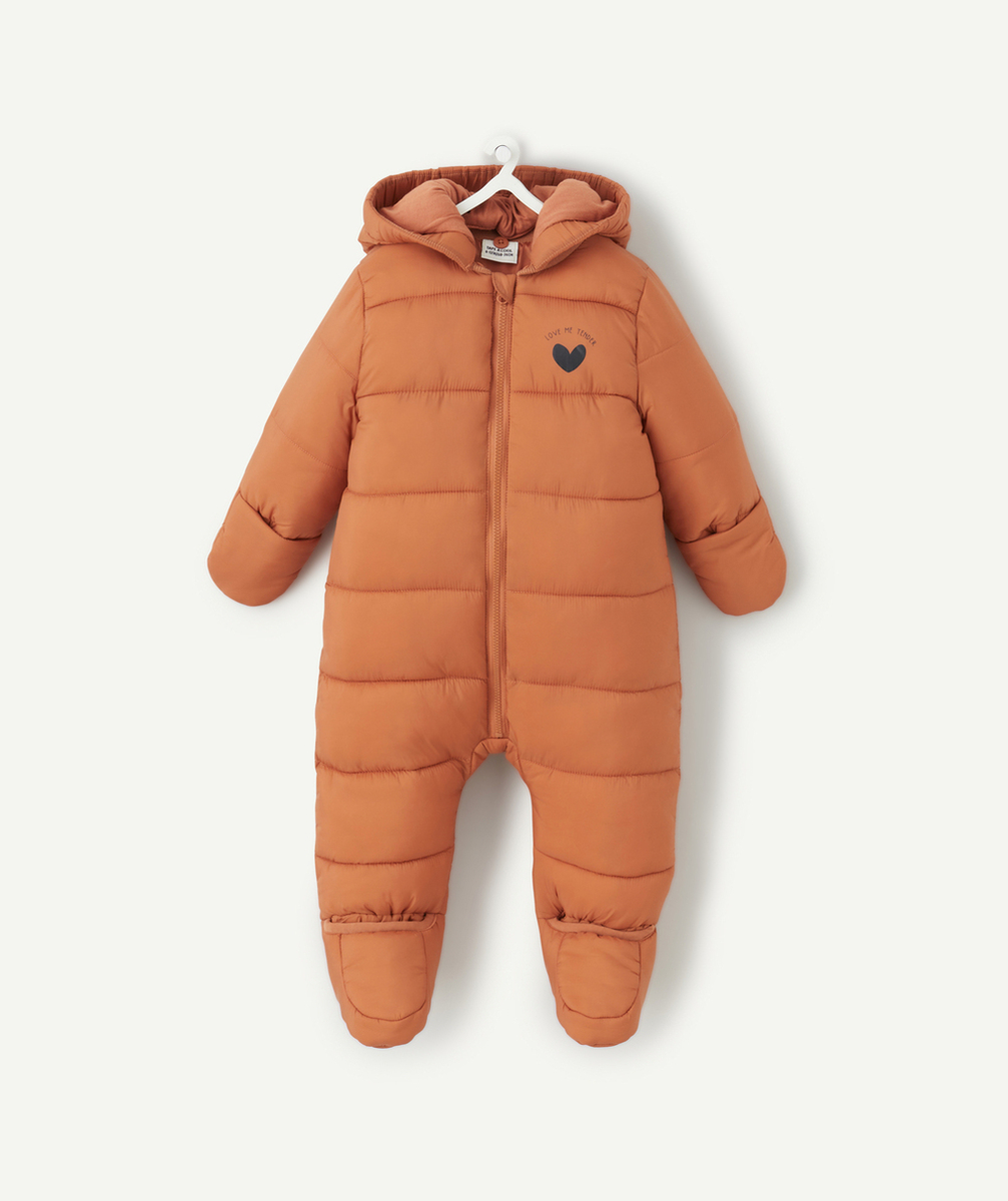 COMBI-PILOTE BÉBÉ EN REMBOURRAGE RECYCLÉ ORANGE AVEC COEUR