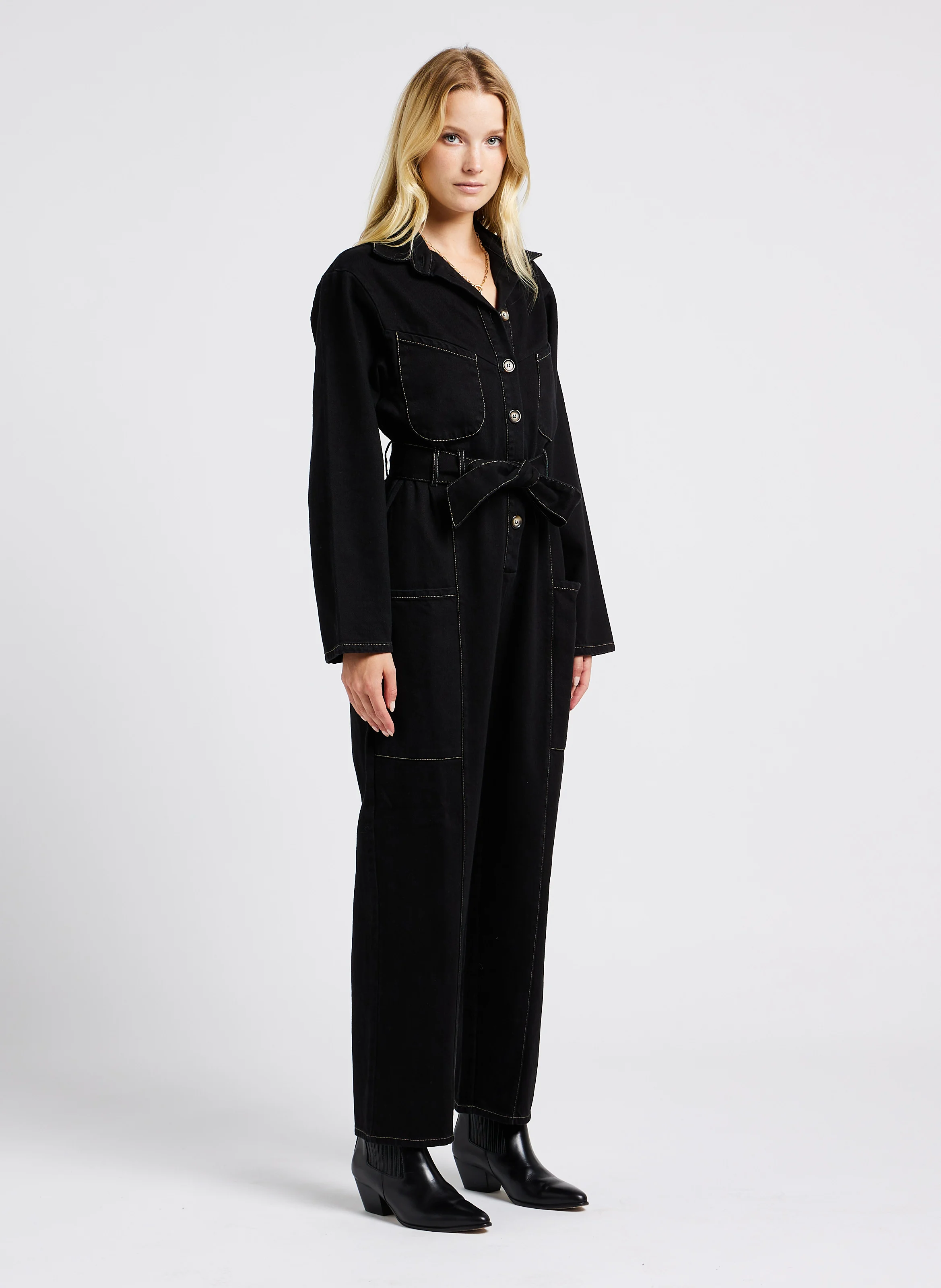 DOC - Combinaison col classique jean coton | Noir