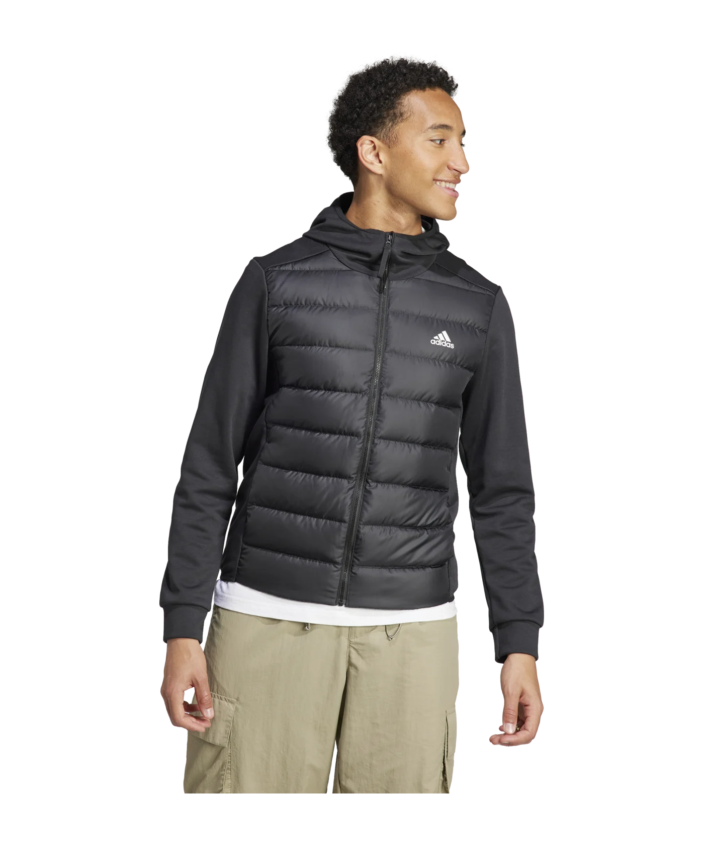 adidas Essentials Hybrid Down Hooded Jacke Schwarz