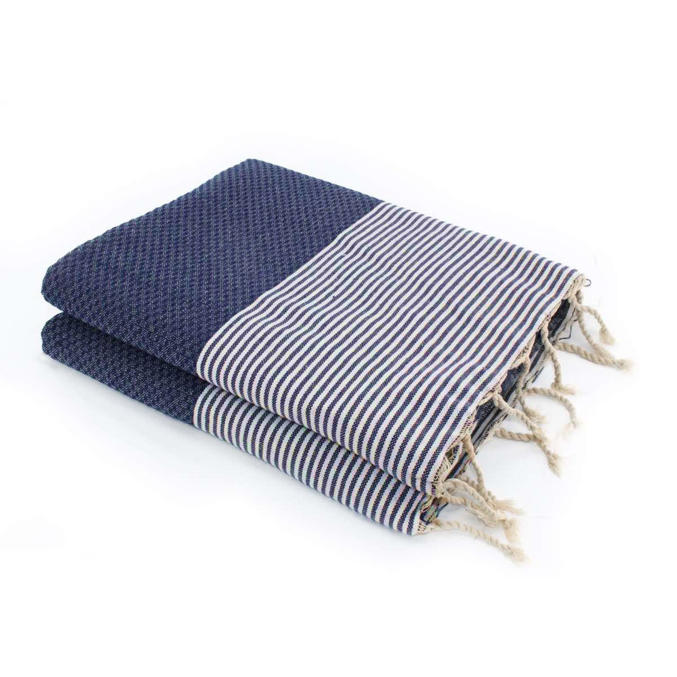 Febronie Fouta Famiglia XXL Nid d'Abeille Ibiza bleu jean -  200x200 cm