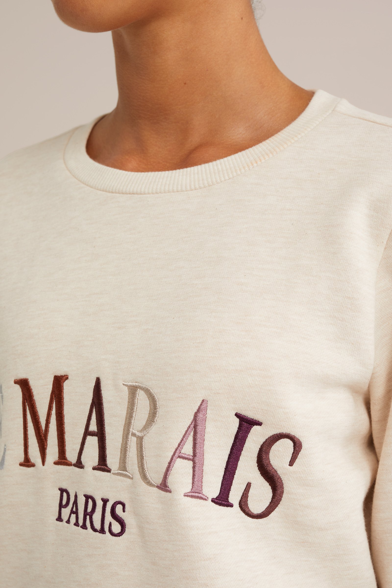 sweater met embroidery WE Fashion Beige