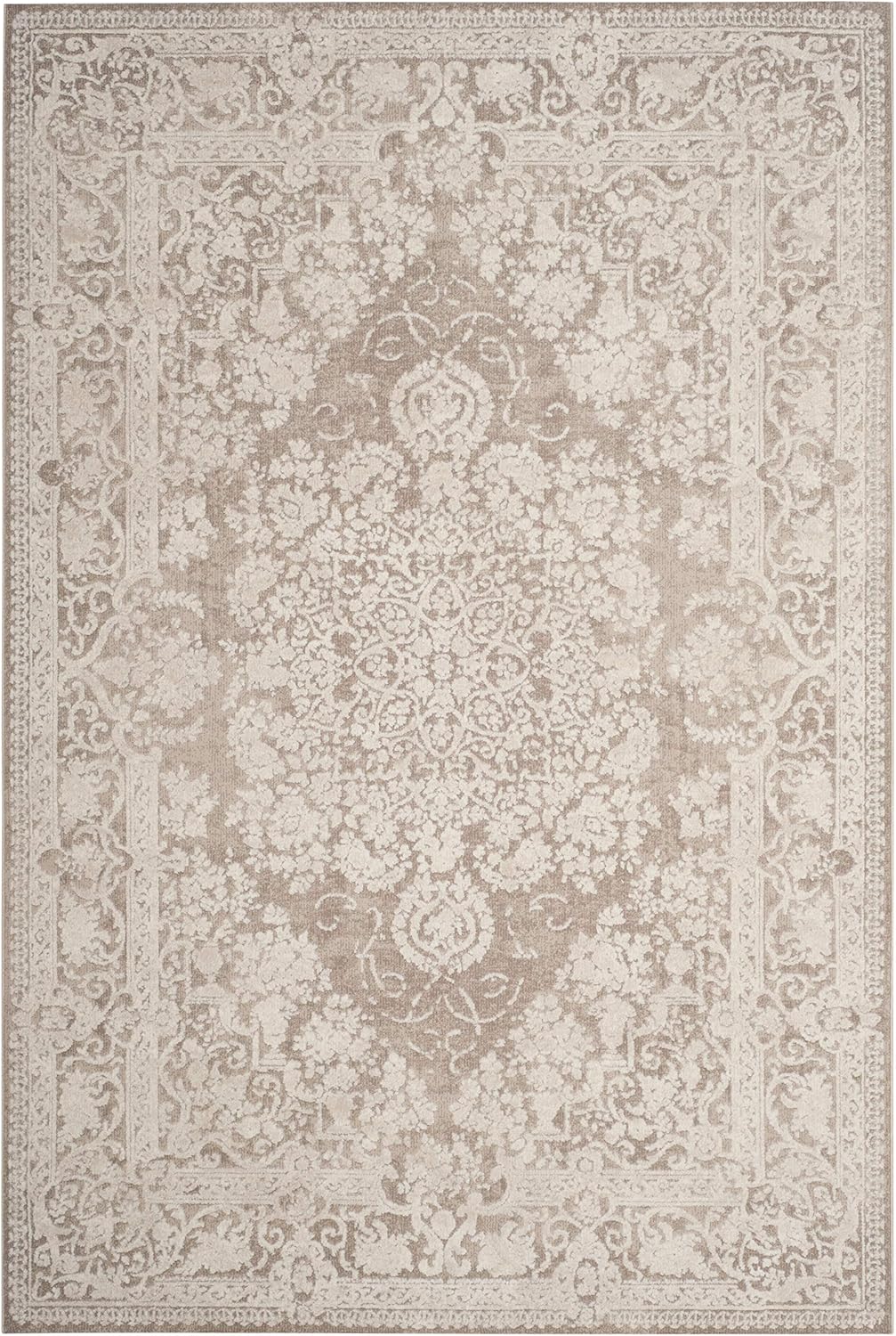 SAFAVIEH Zeitgenössische Teppich für Wohnzimmer, Esszimmer, Schlafzimmer - Reflection Collection, Kurzer Flor, Beige und Creme, 183 X 274 cm