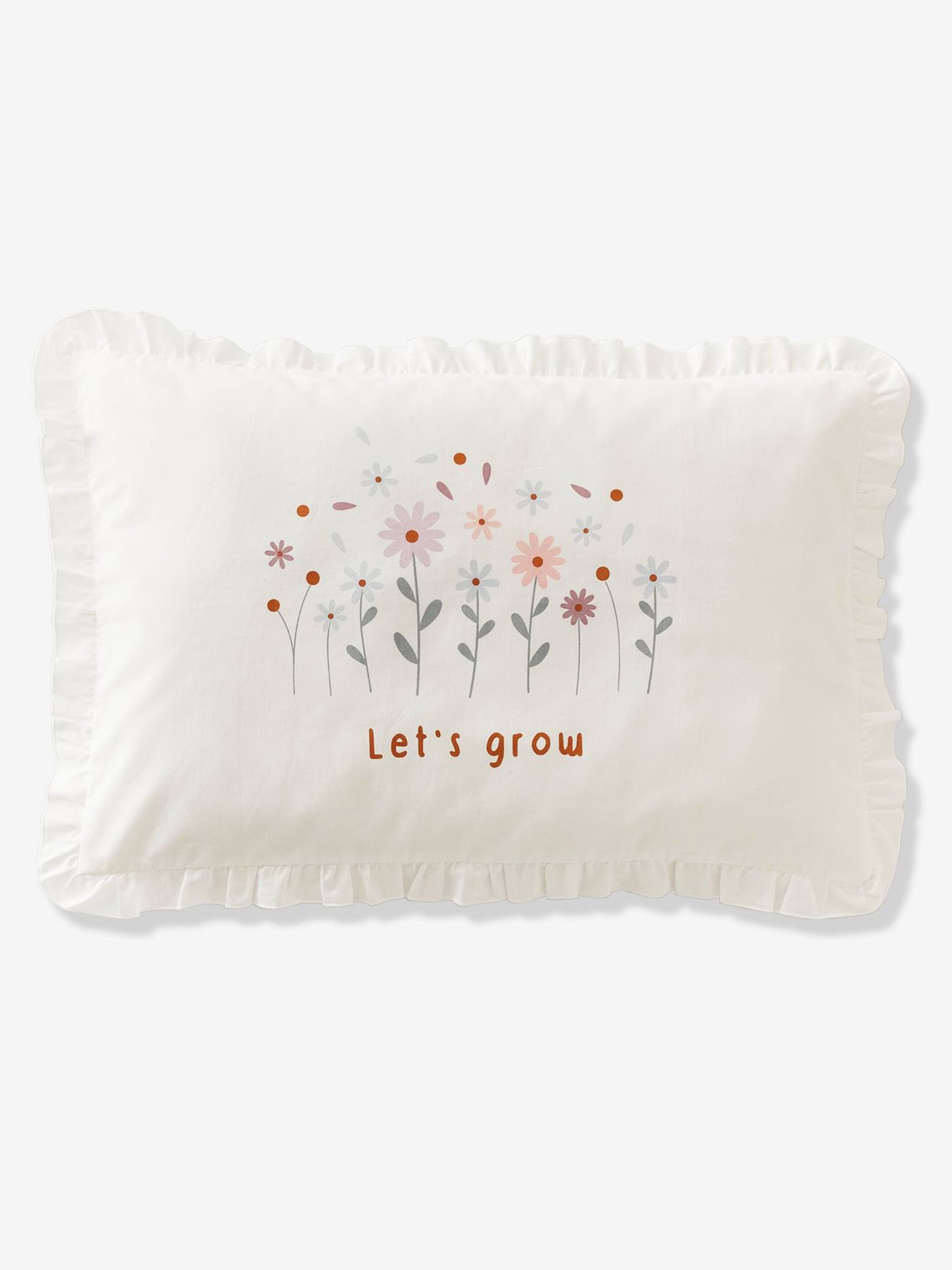Capa de edredom reversível Sweet Provence para bebê, branco claro com estampa.