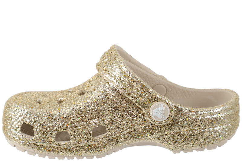 CROCS CLASSIC CHUNKY GLITTER CLOGS MED GULD GLIMMER