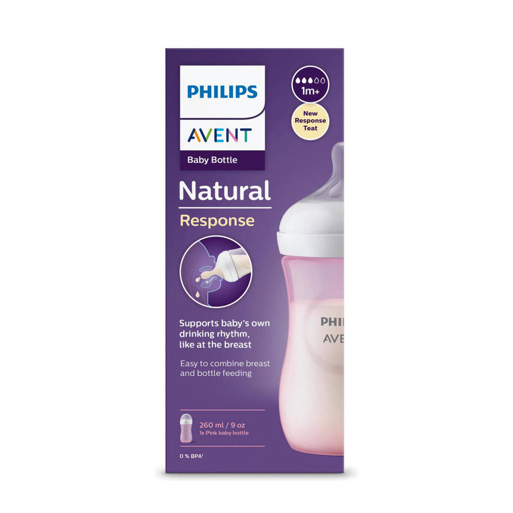 Voorkeur voor oude speenNatural Response babyfles roze - 260 ml (1 fles)
