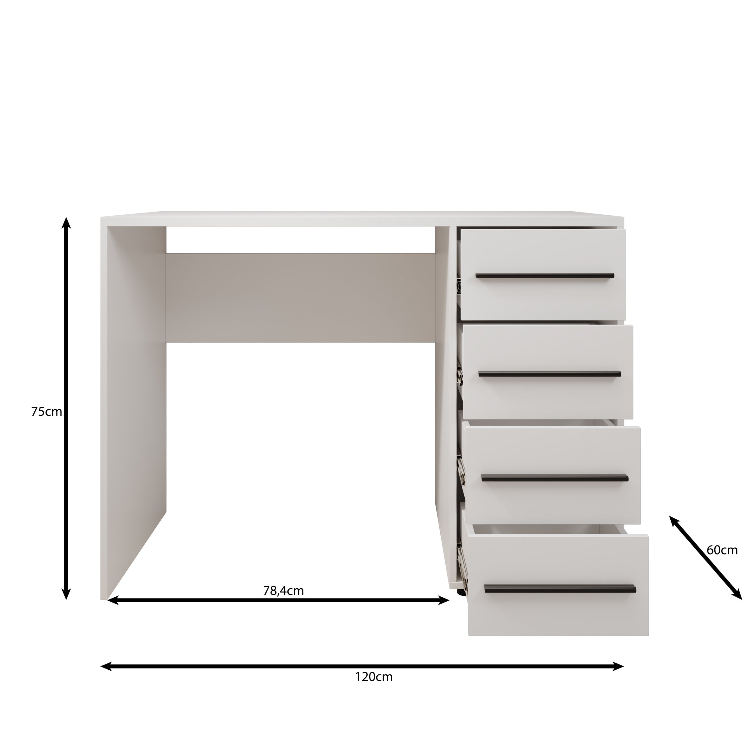 Montalo - Bureau - Zwart - 120x60x75 cm