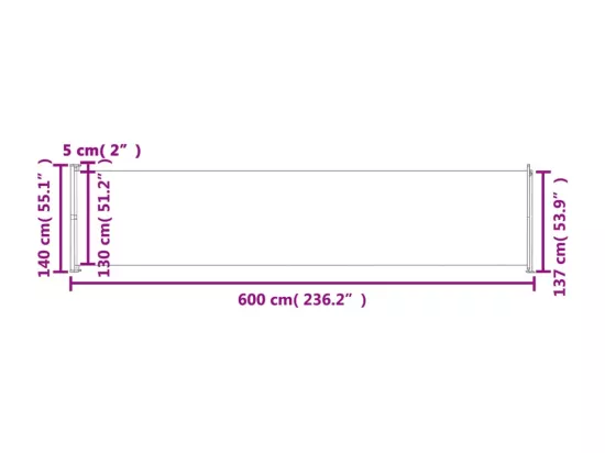 Auvent latéral rétractable de patio 140x600 cm bleu