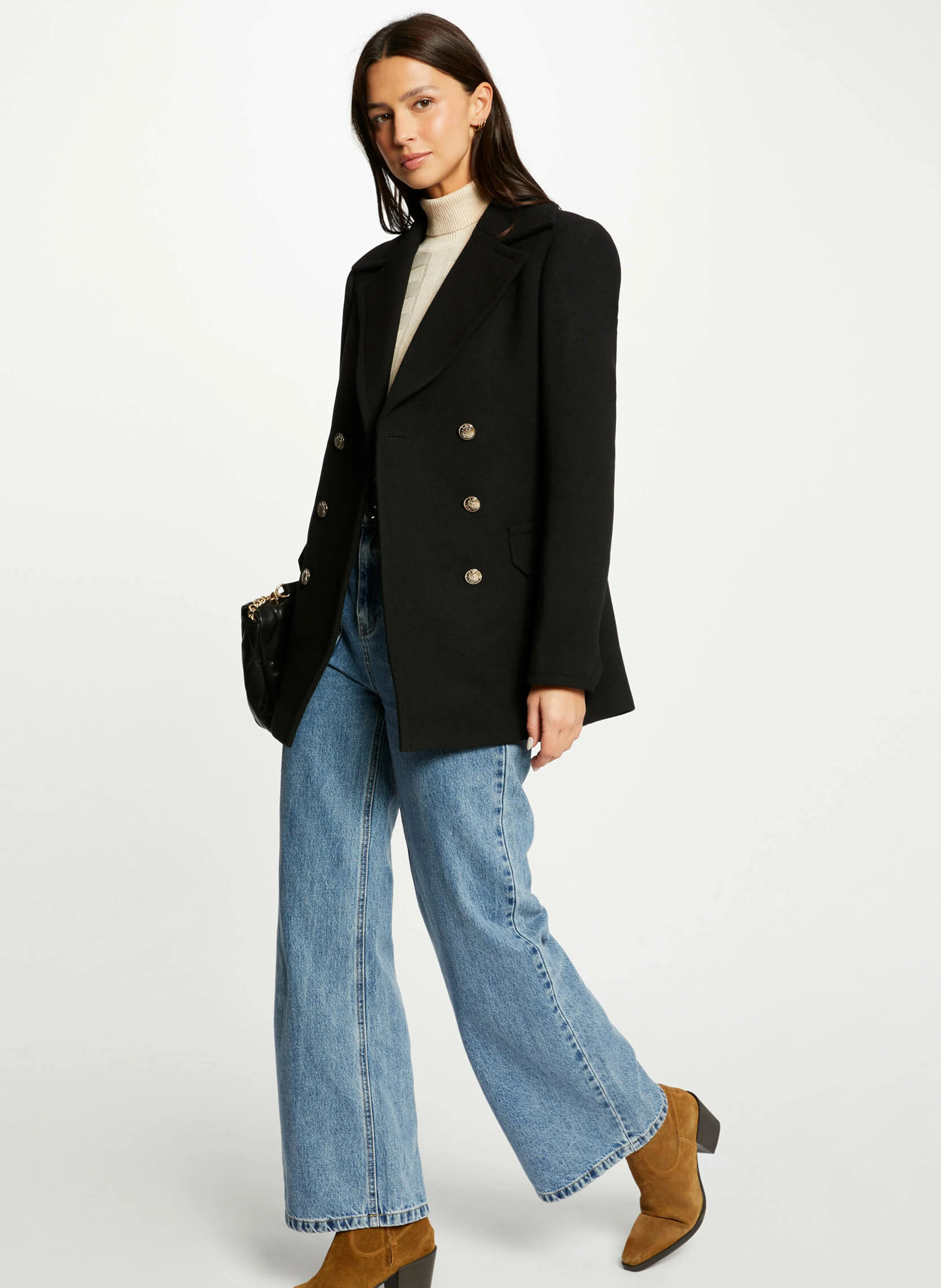 GCAB - Manteau col tailleur droit | Noir