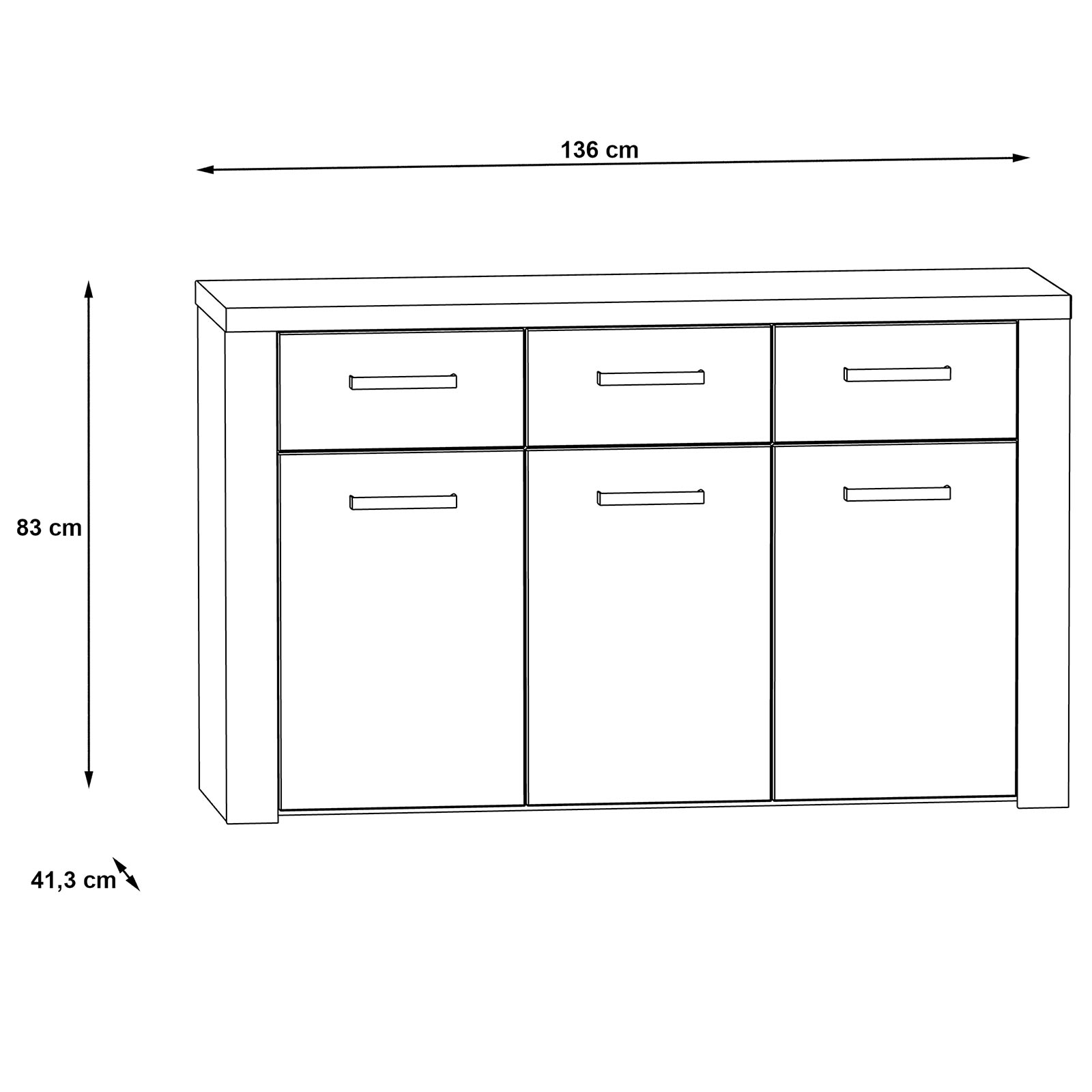 Sideboard - Sonoma Eiche - 136 cm