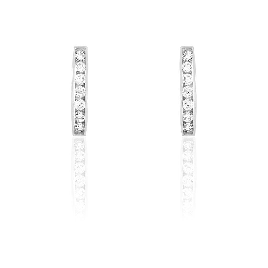 Créoles Jacoba Rondes Or Blanc Oxyde De Zirconium