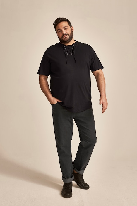 Men+ T-Shirt, Halbarm, Ausschnitt mit Schnürung, bis 84/86