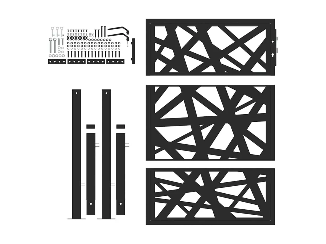 Portail de jardin noir 105x130 cm acier conception de lumière