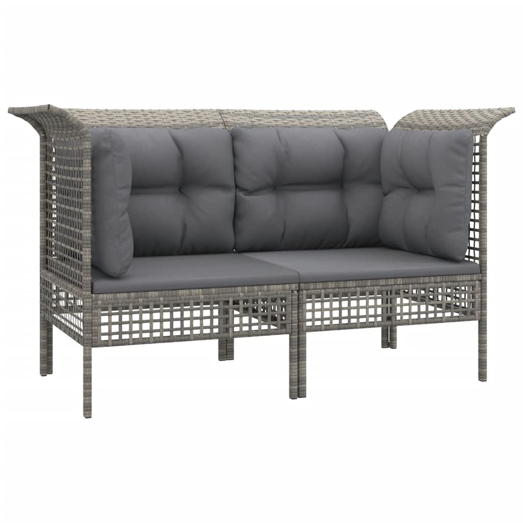 Salon de jardin meuble d'extérieur ensemble de mobilier 7 pièces avec coussins gris résine tressée