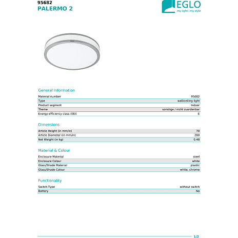 Palmero LED plafond - hvid