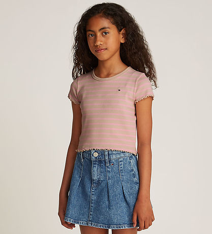 Tommy Hilfiger T-Shirt - Rib - Classic+ Beige Pink Sugar Stripe