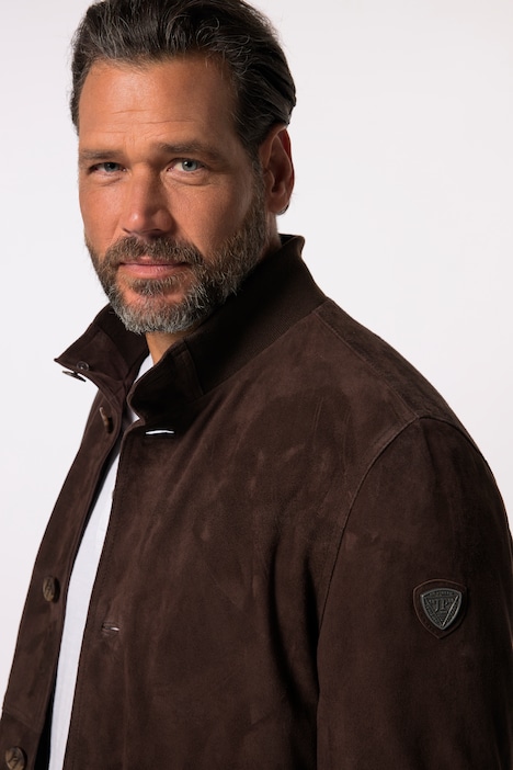 Lederjacke, Veloursleder, Stehkragen, Knopfleiste