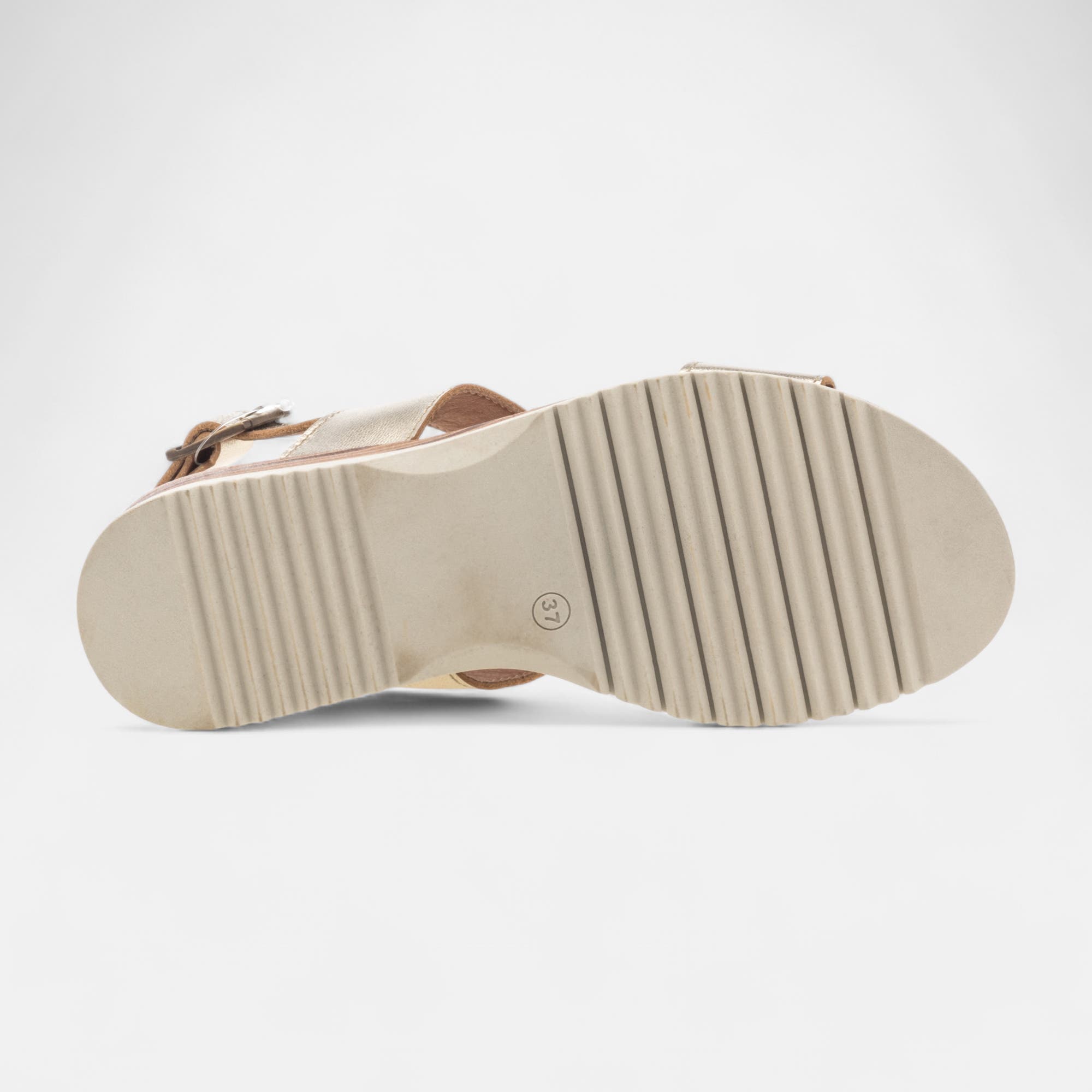 Sandales à talon compensé Femme en cuir or