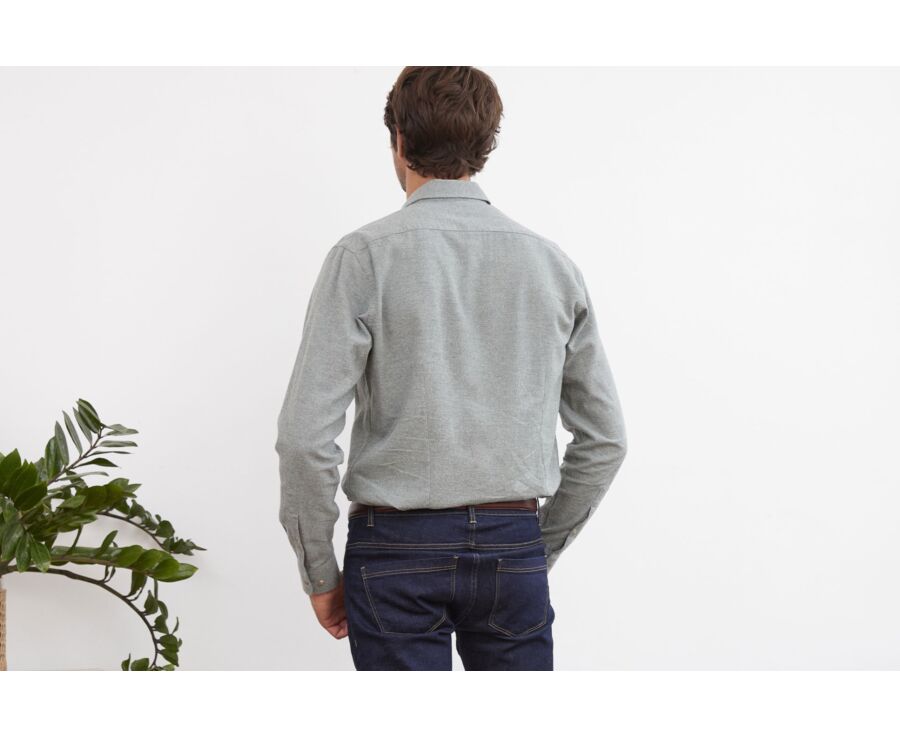 Chemise flanelle Vert Tilleul - Poche poitrine - ALEXANDER