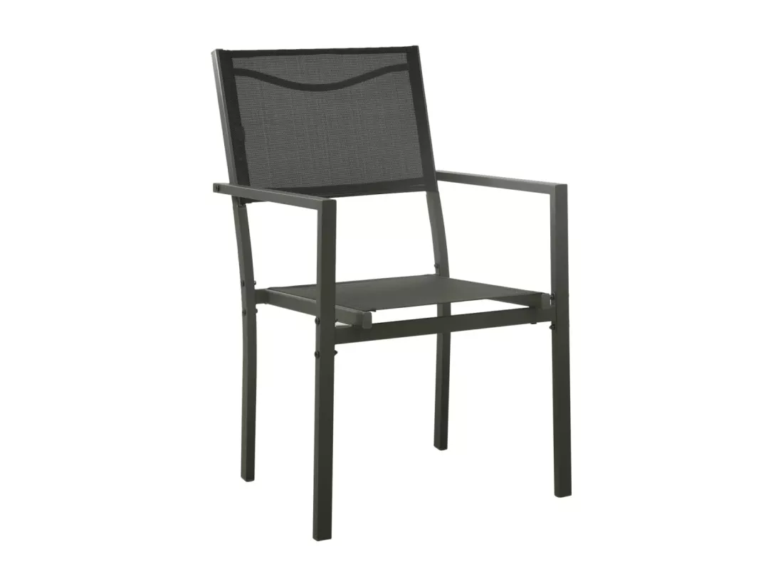 Ensemble à manger de jardin 7 pcs noir textilène et acier