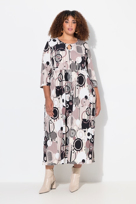 Jersey-Maxikleid, A-Linie, Rundhals, 3/4-Arm, Taschen