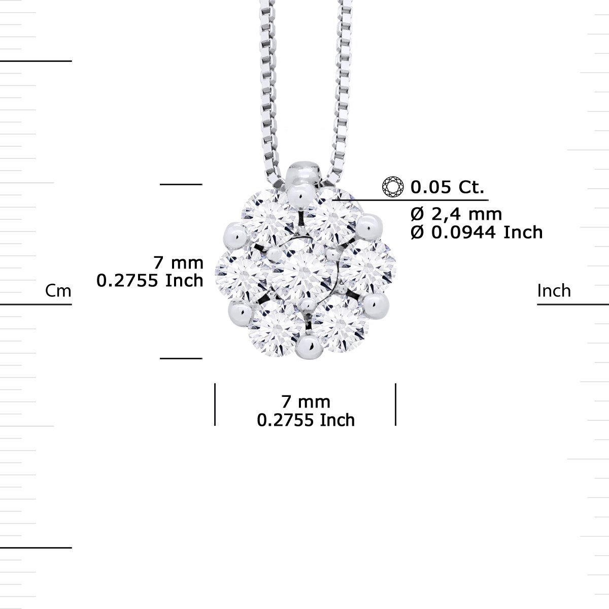 Collier Solitaire Diamants 0,35 Cts Serti illusion 1,25 Cts Or Blanc