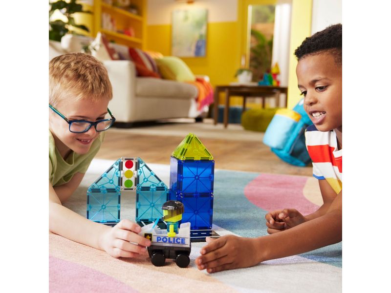Magna-Tiles Police Patrol 20 Teile Einsatz- und Bau-Set mit 20 magnetischen Teilen