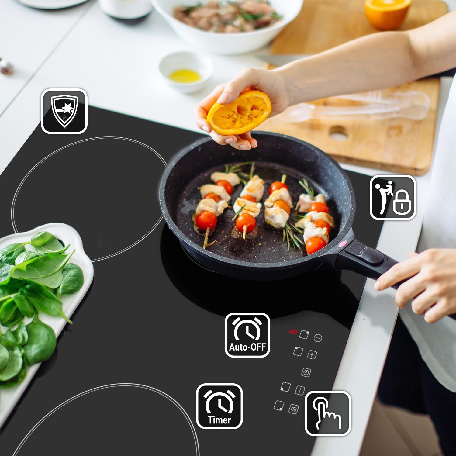 KKT KOLBE Autarkes Herdset | 60cm Einbaubackofen BO8005FB | 59cm Kochfeld CH5900RL | Grill | Heißluft | Automatik-Timer | Wärmeschutzverglasung | Kindersicherung | Knebelbedienung | SET8005FBCH5900RL