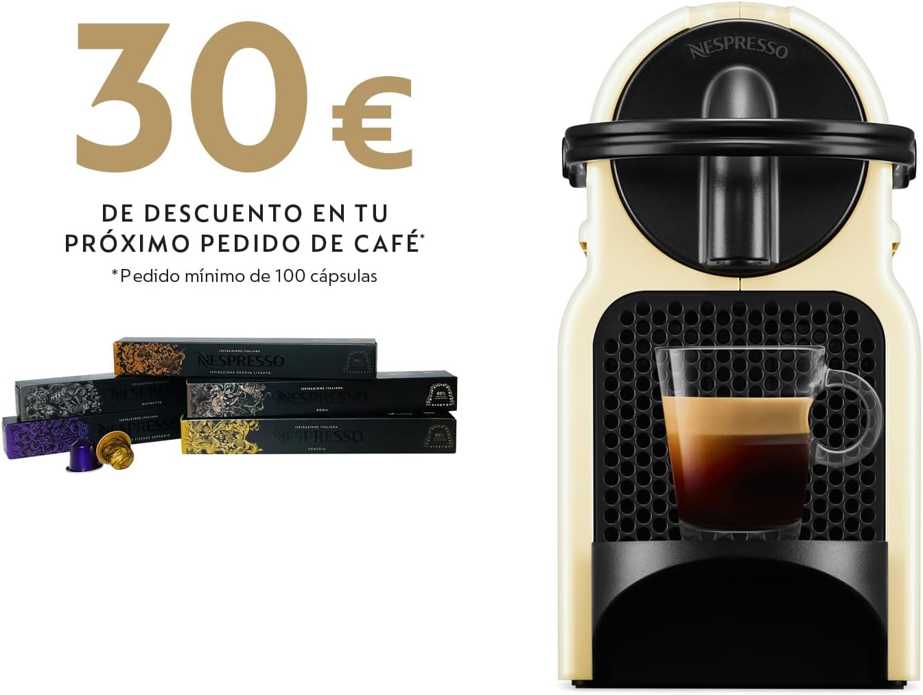 De’Longhi 203550 Inissia Cafetière à Capsules Nespresso, Crème
