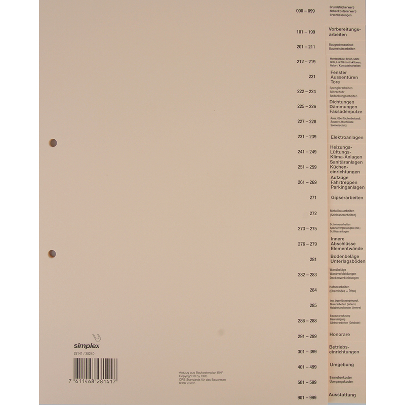 Simplex Bauabrechnungs-Register, A4