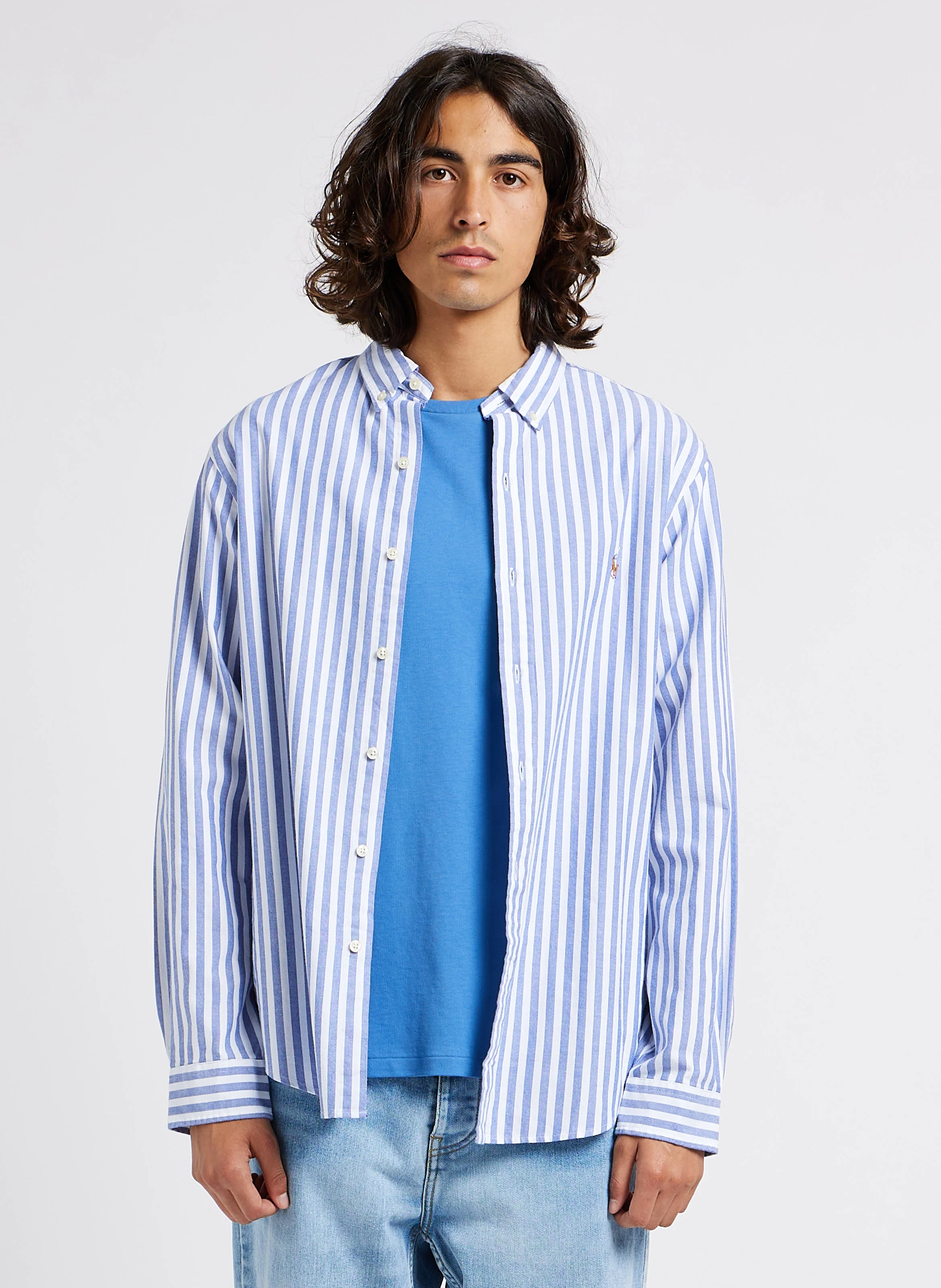 Chemise slim-fit en coton à rayures | Multicolore