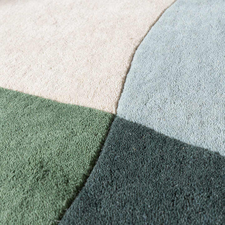 Wollen abstract vloerkleed - Clarice Olijfgroen/Mint