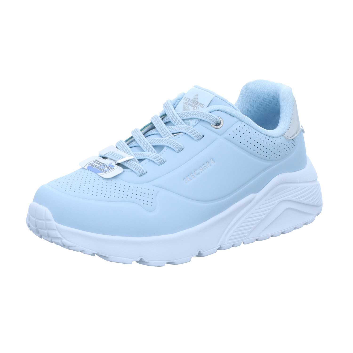 Skechers Kinder-Mädchen-Sneaker UNO LITE Hell-Blau-Silber-Weiß