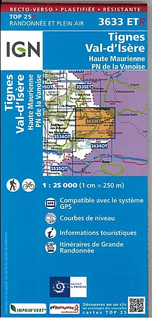 IGN - TOP25R 3633ETR TIGNES VAL D ISERE 1 25 000