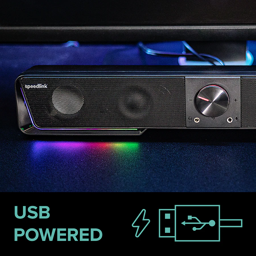 SPEEDLINK GRAVITY RGB Stereo Soundbar, black