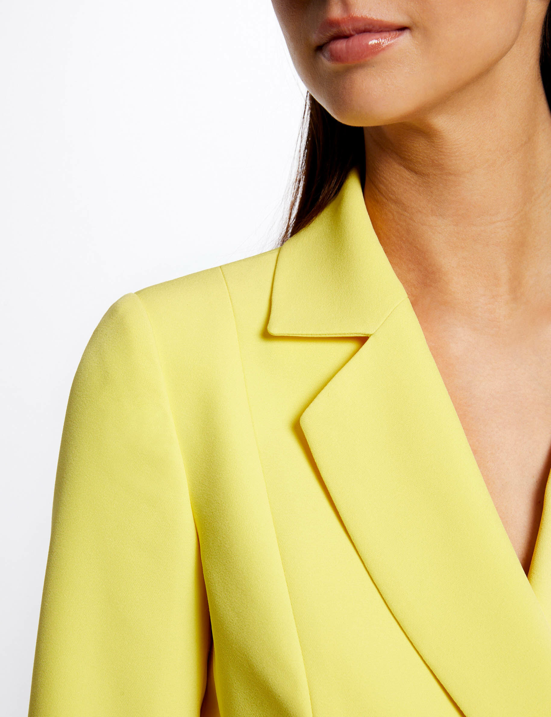 Veste courte droite boutonnée jaune moyen femme - jaune_moyen