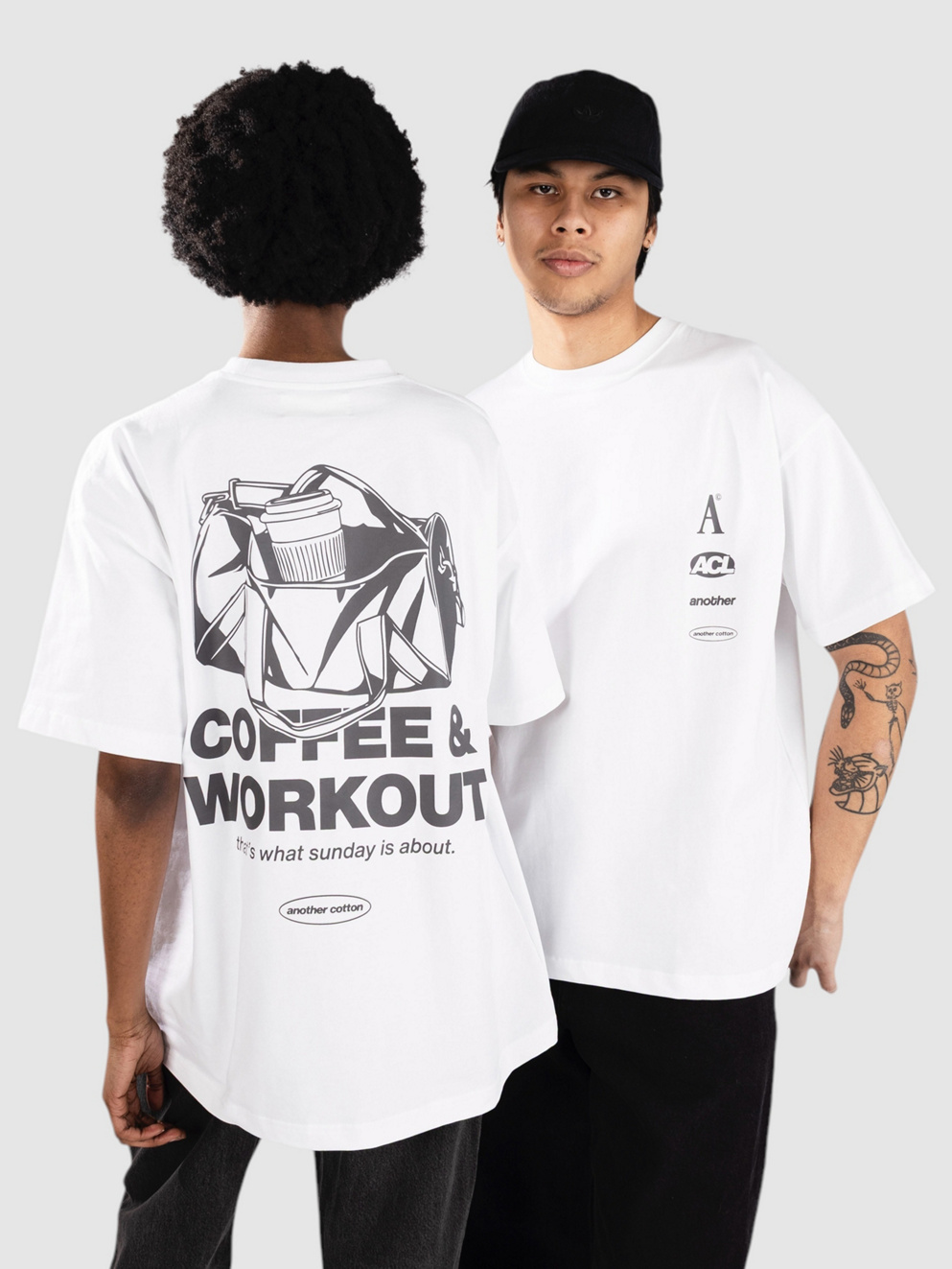 Another Cotton Lab Coffee And Workout Oversized T-Shirt white