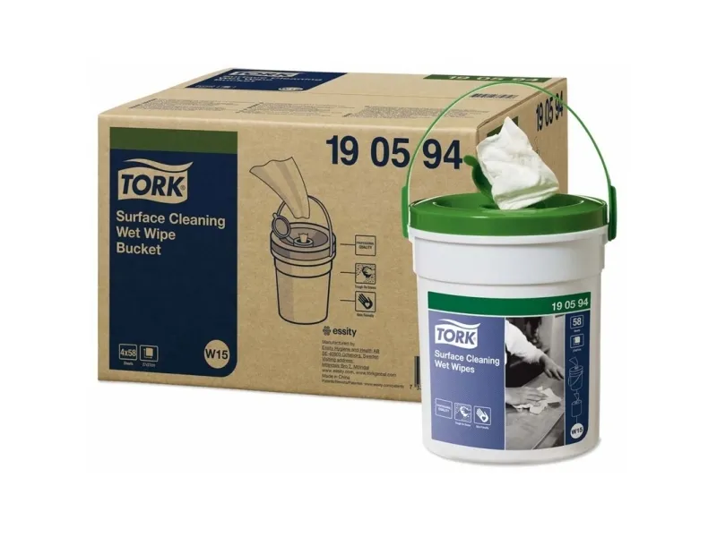 Overfladerengøring Tork Wet Wipes til overflader - spand med 58 klude - (4 stk.)