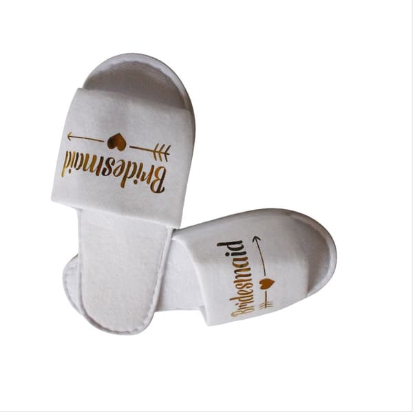 INF Brudepike Slippers for Bryllup og Pyjamasfest - Komfortable Engangs Tøfler med Gulltrykk