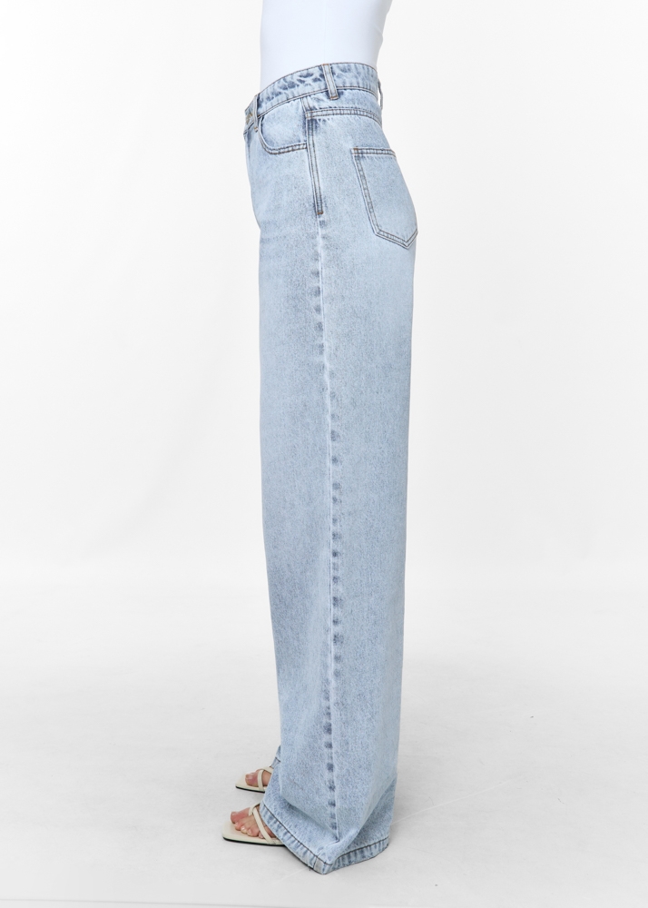 Wide leg classic jeans sky blauw