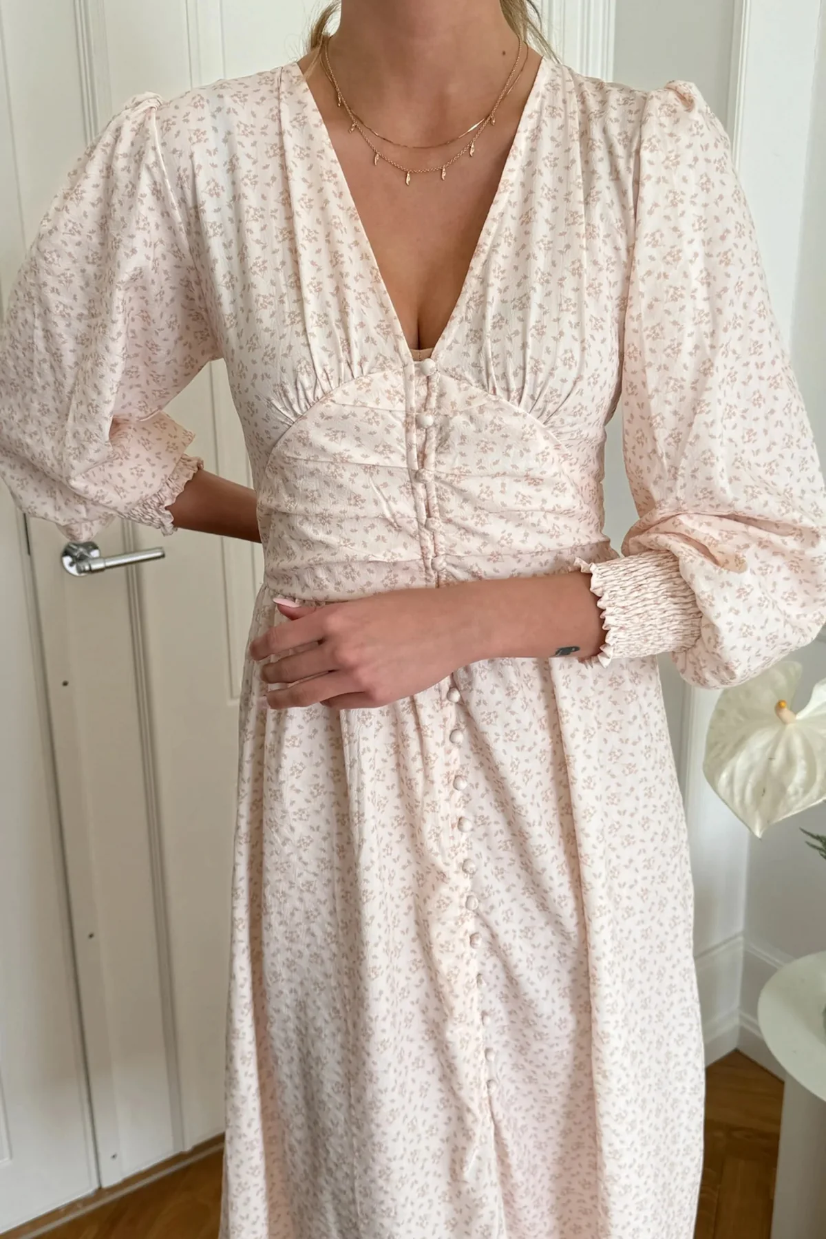 BYIC Adelic Long Dress peachfsp peach flower stem print