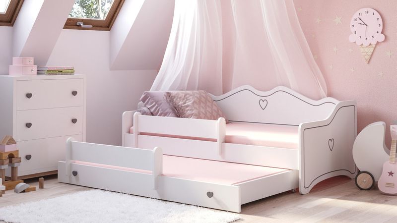 Kinderbed - met matras & ladex80cm - grijs wit
