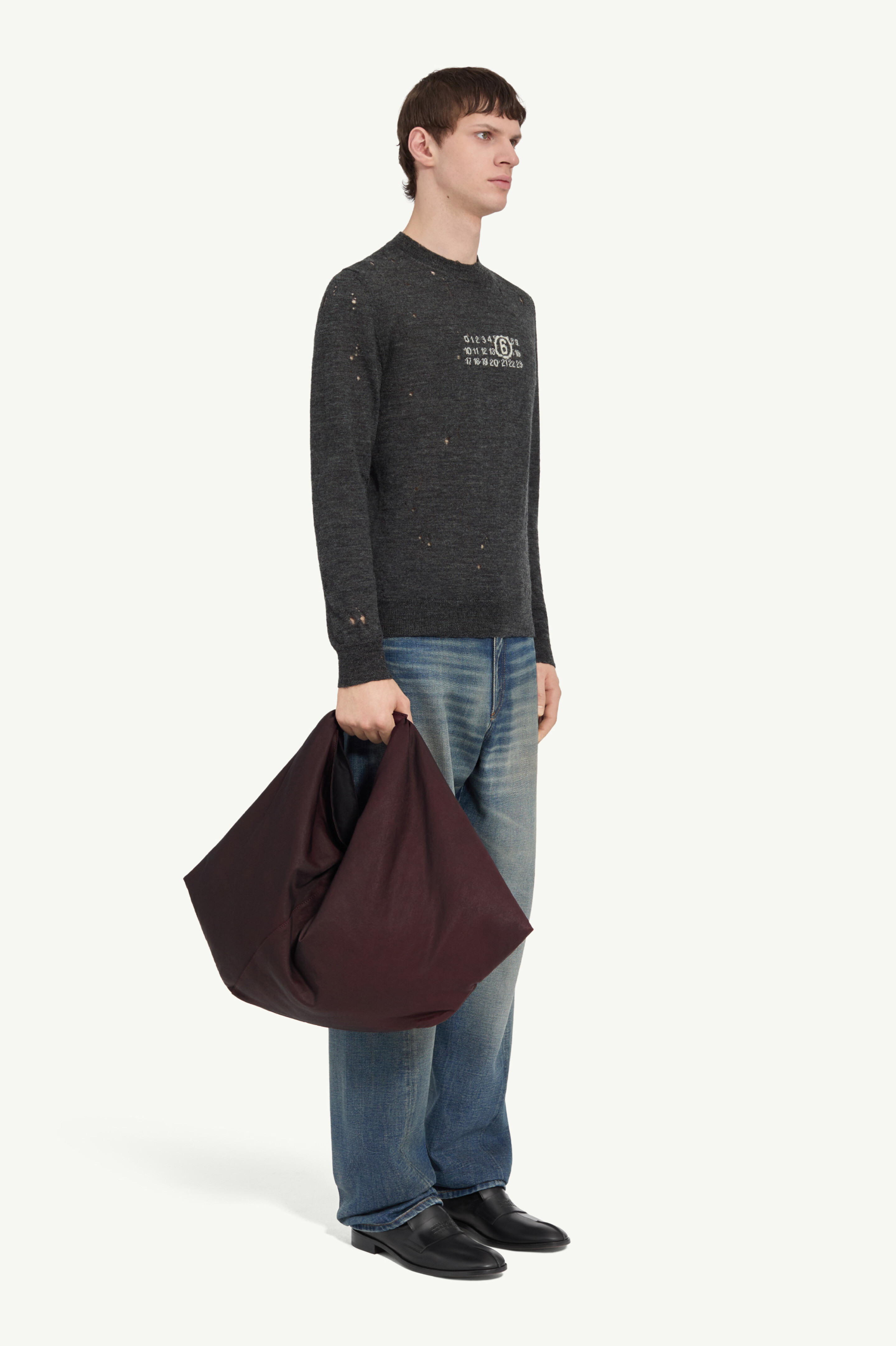 Pull en maille Numeric en laine 100% pour homme | MM6