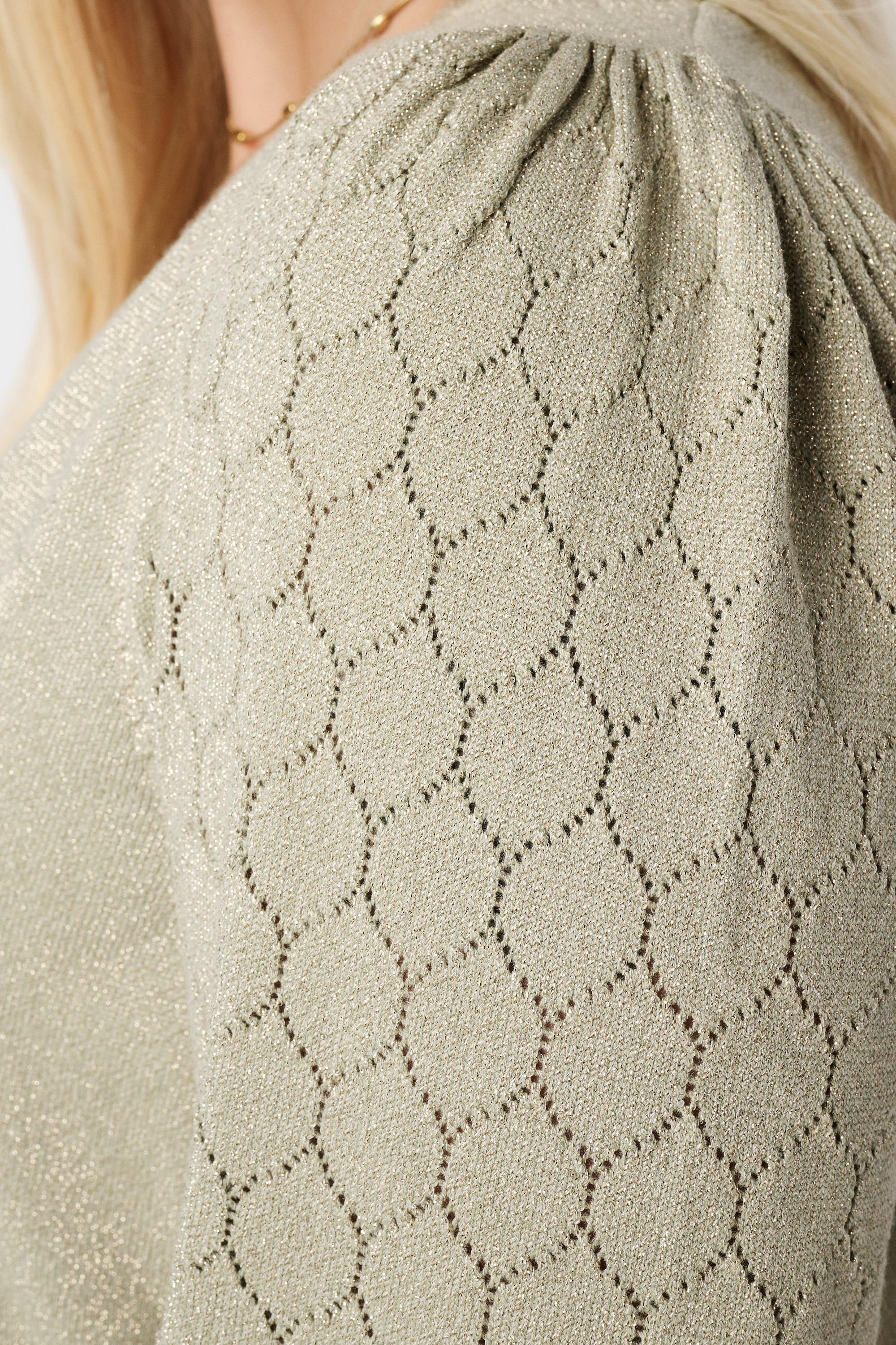Trui met lurex en details op de mouwen Mint