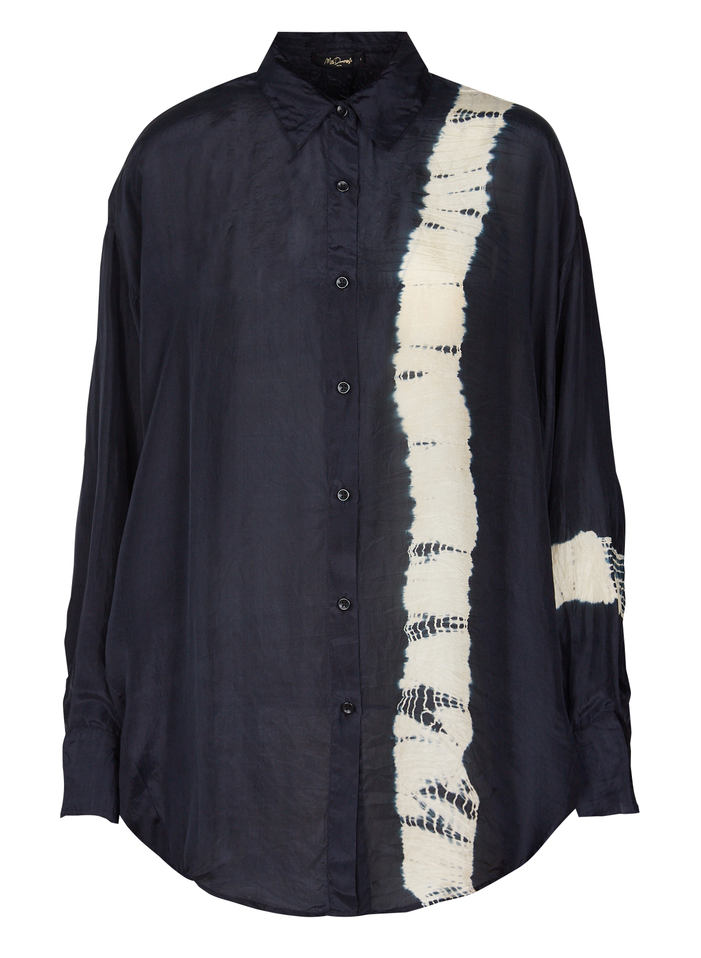 LIDY - Chemise oversize col classique en soie | Noir