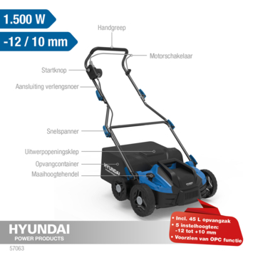 Hyundai verticuteermachine 360mm 1500W
