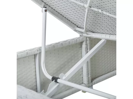 Chaises longues de jardin table à thé 3pcs Résine tressée Blanc